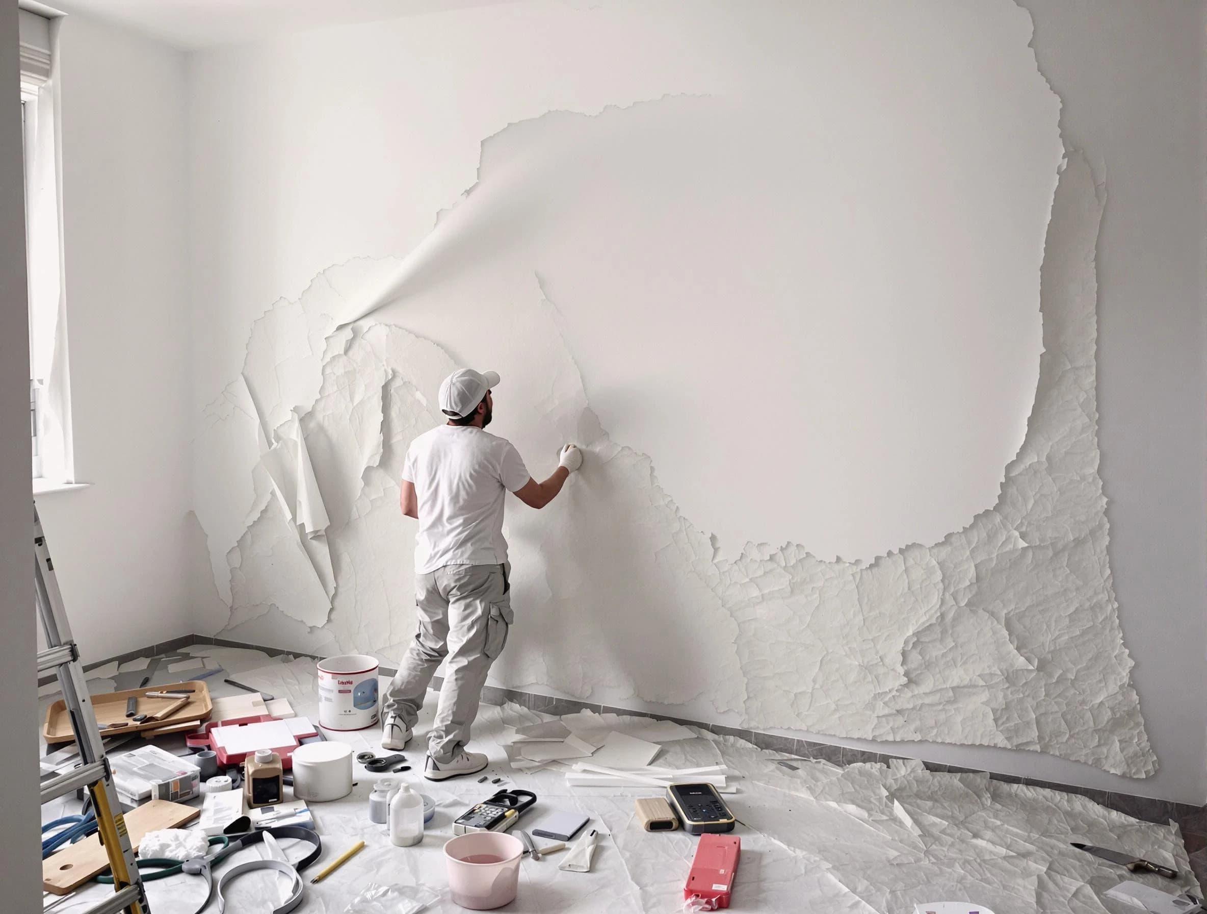 Removing old wallpaper to reveal clean walls by Casa Grande House Painters in Casa Grande