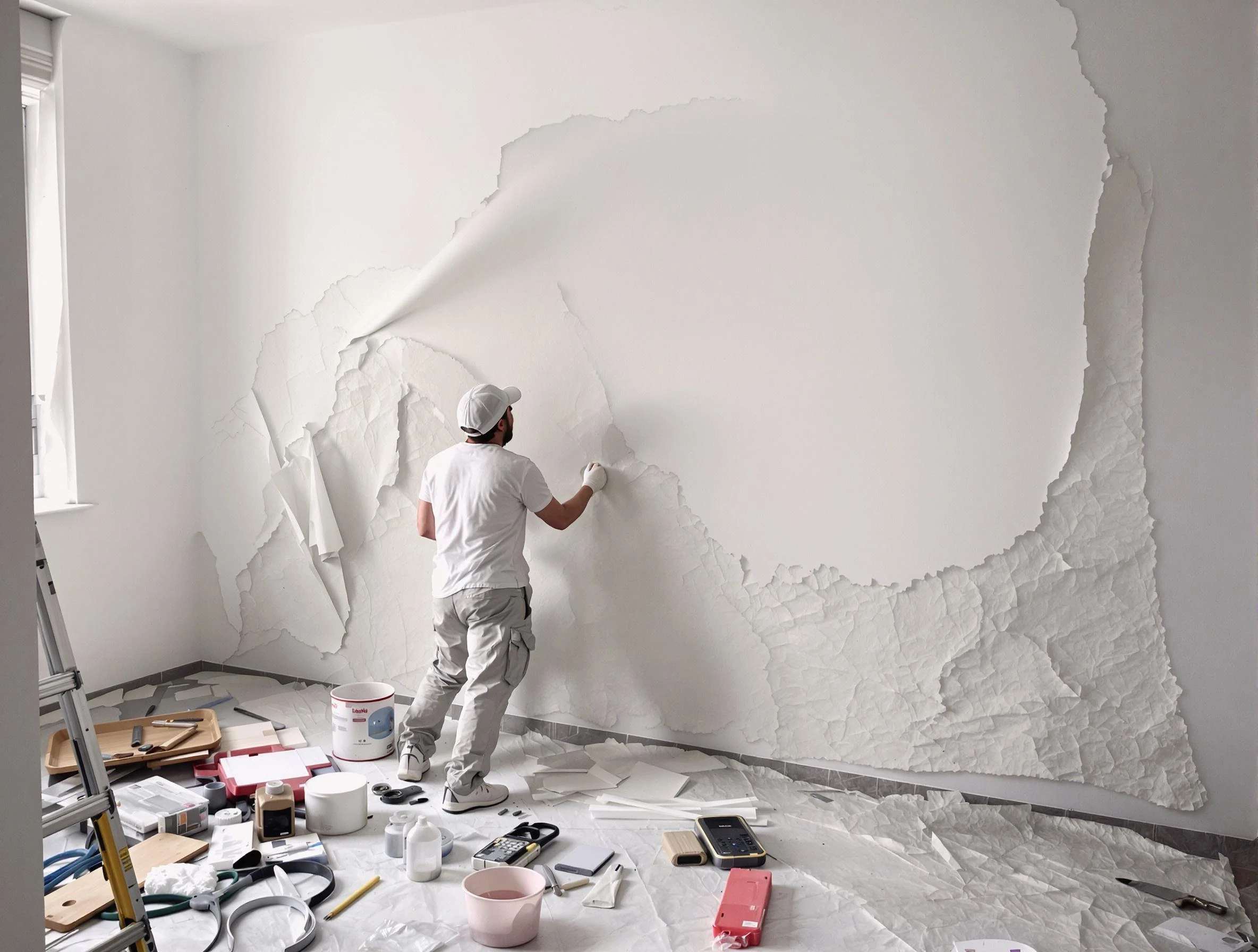 Removing old wallpaper to reveal clean walls by Casa Grande House Painters in Casa Grande